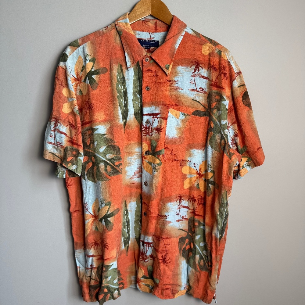 Hathaway Classics‎ Men's Button Up Short Sleeve Rayon Tropical Hawaiian Shirt XL